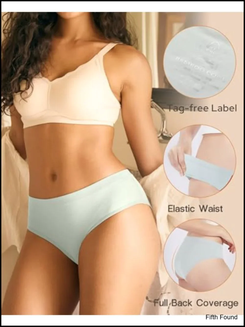 92% Viscose from Bamboo 8% Spandex Moisture-Wicking Briefs 5-Pack Mid Waist